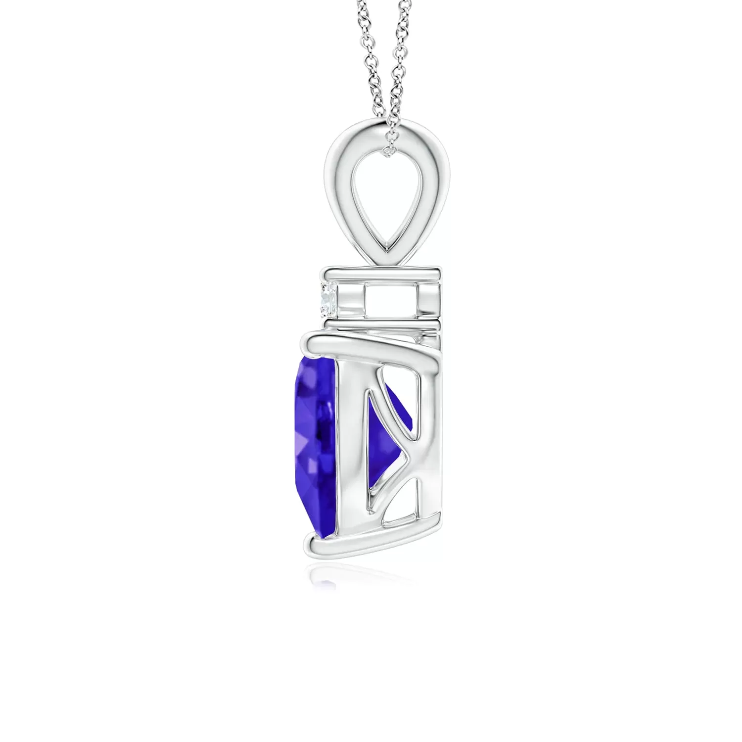 1 CT. Heart-Shaped Tanzanite V-Bale Pendant with Diamond