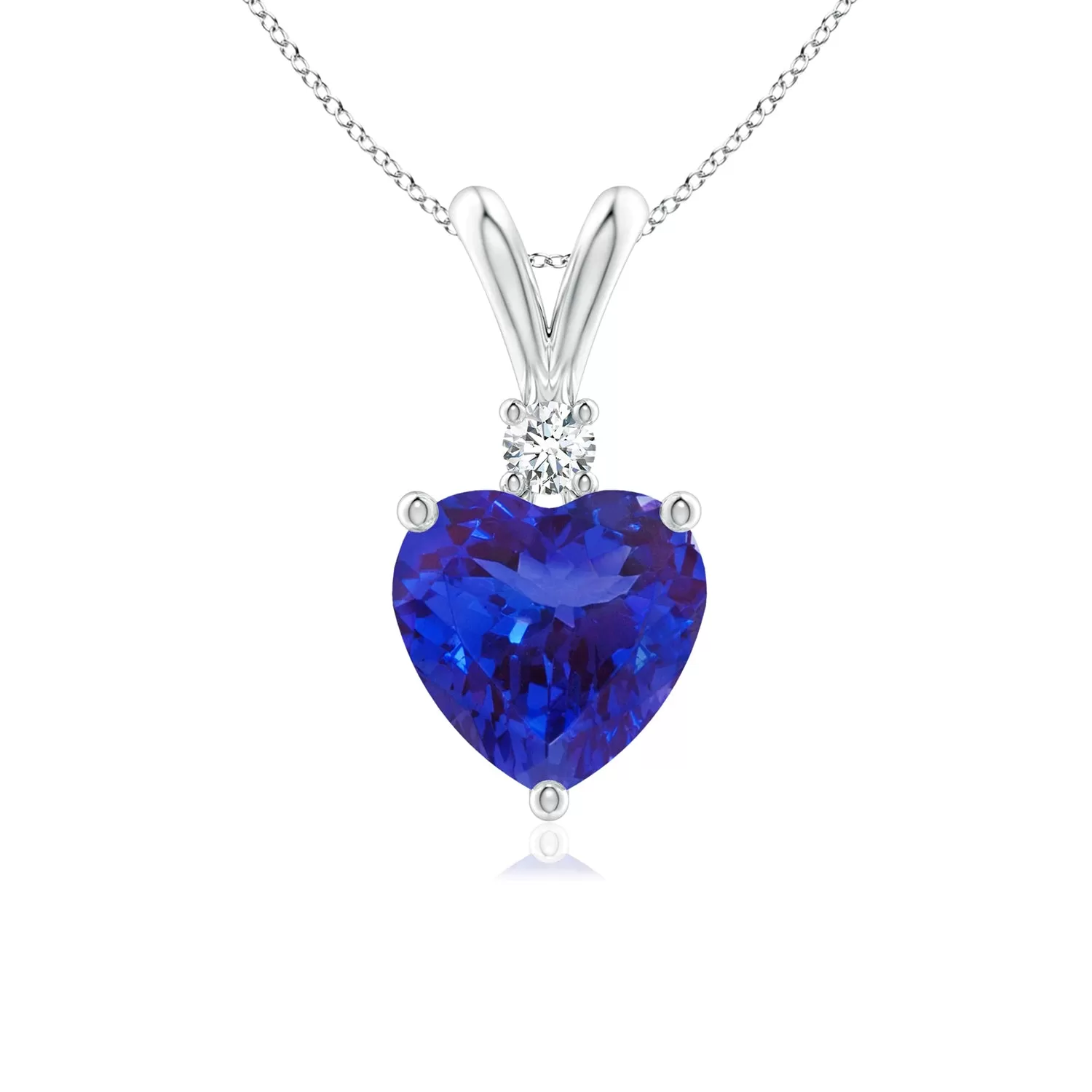 1 CT. Heart-Shaped Tanzanite V-Bale Pendant with Diamond