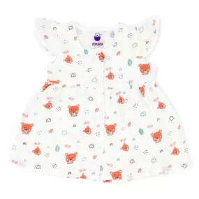 100% Cotton Muslin Frock for Baby Girl -Cap Sleeve -Teddy