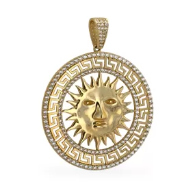 10K solid yellow gold big Sun Pendant