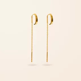 14K Gold Huggie Threader Earrings