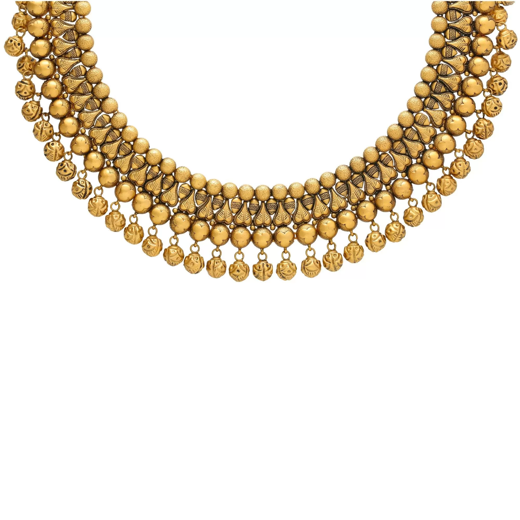 22K Yellow Gold Antique Necklace and Earrings Set