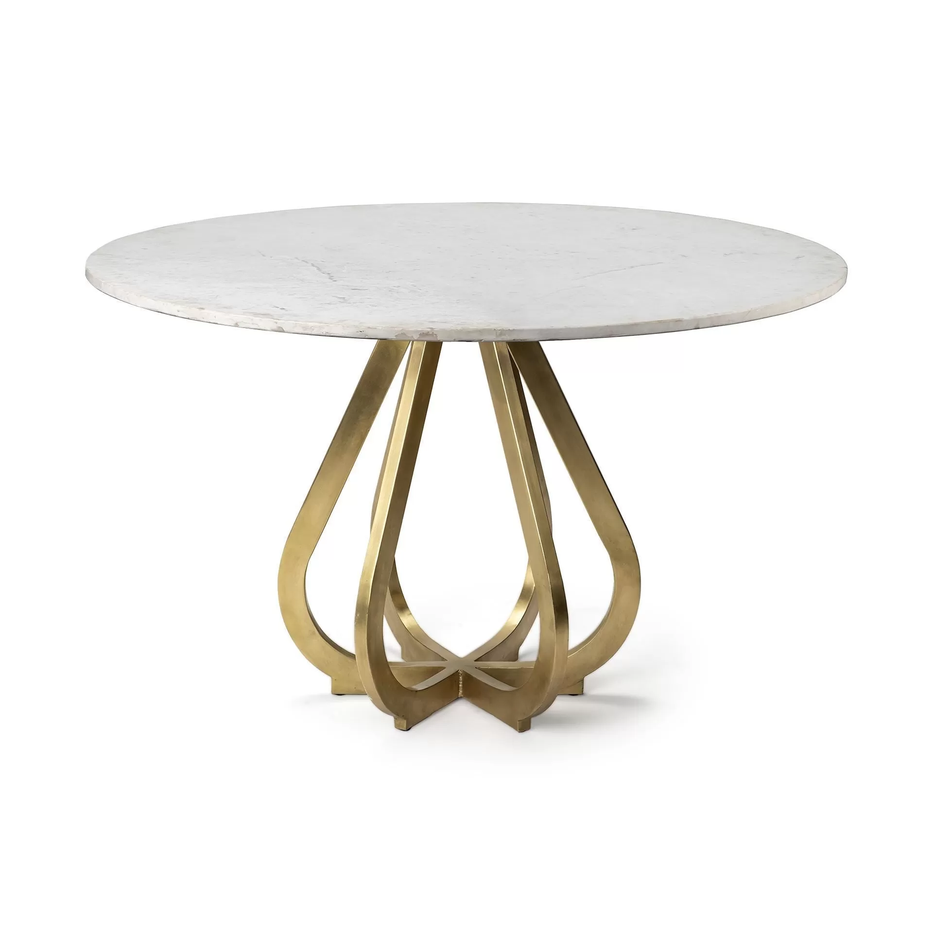 48 Marble Top With Gold Metal Base Dining Table