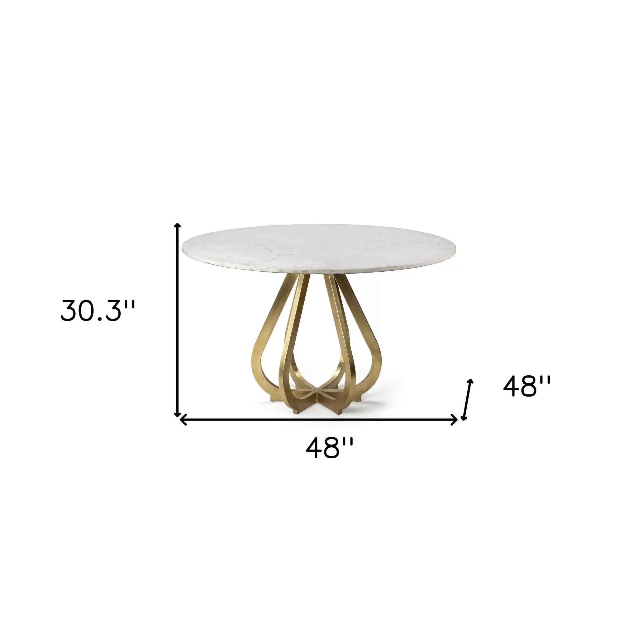 48 Marble Top With Gold Metal Base Dining Table