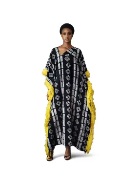 Adire Kaftan with Wool Detail