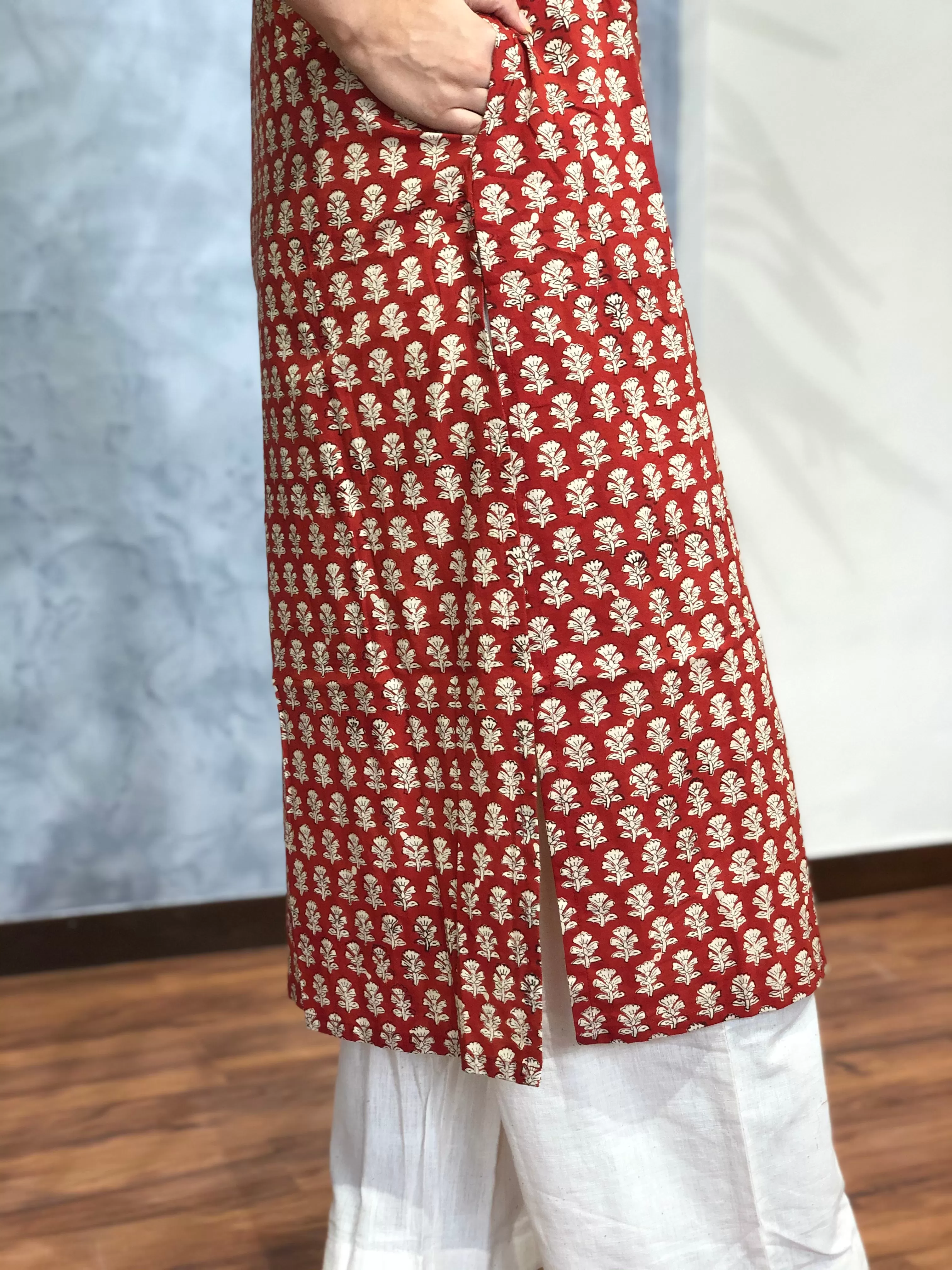 Afsa Bagru Patchwork Kurta