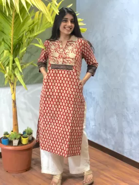 Afsa Bagru Patchwork Kurta