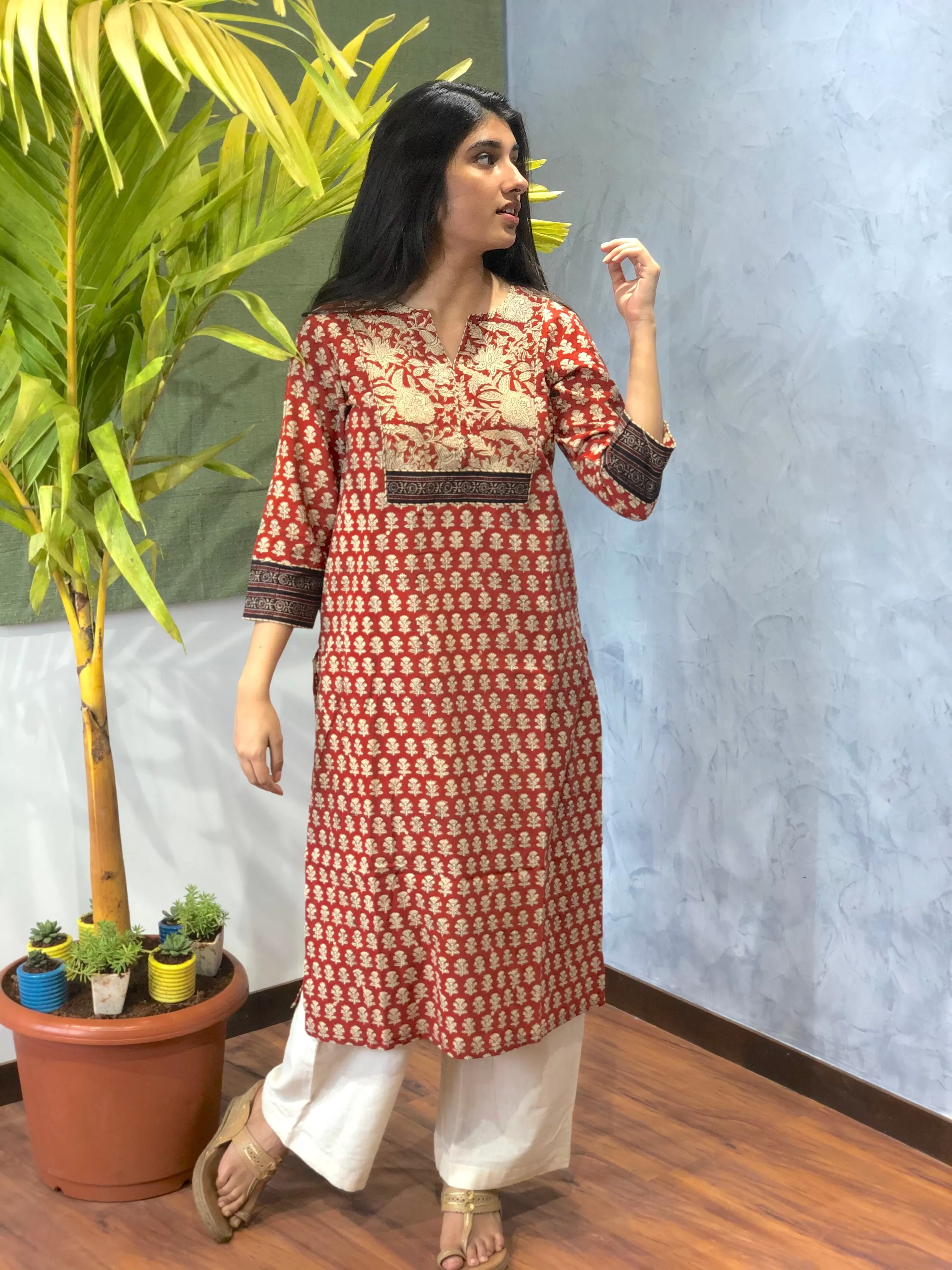 Afsa Bagru Patchwork Kurta