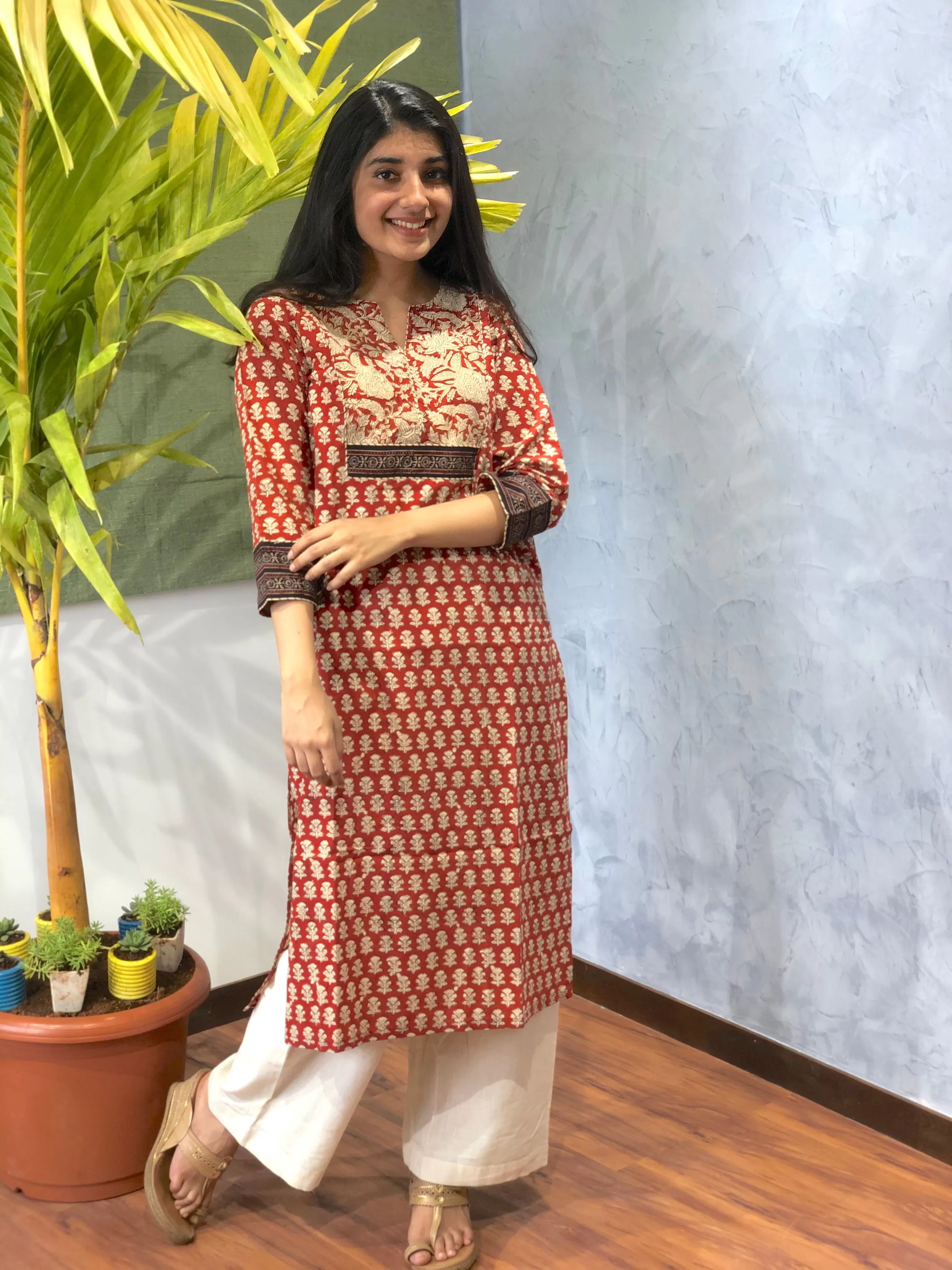 Afsa Bagru Patchwork Kurta