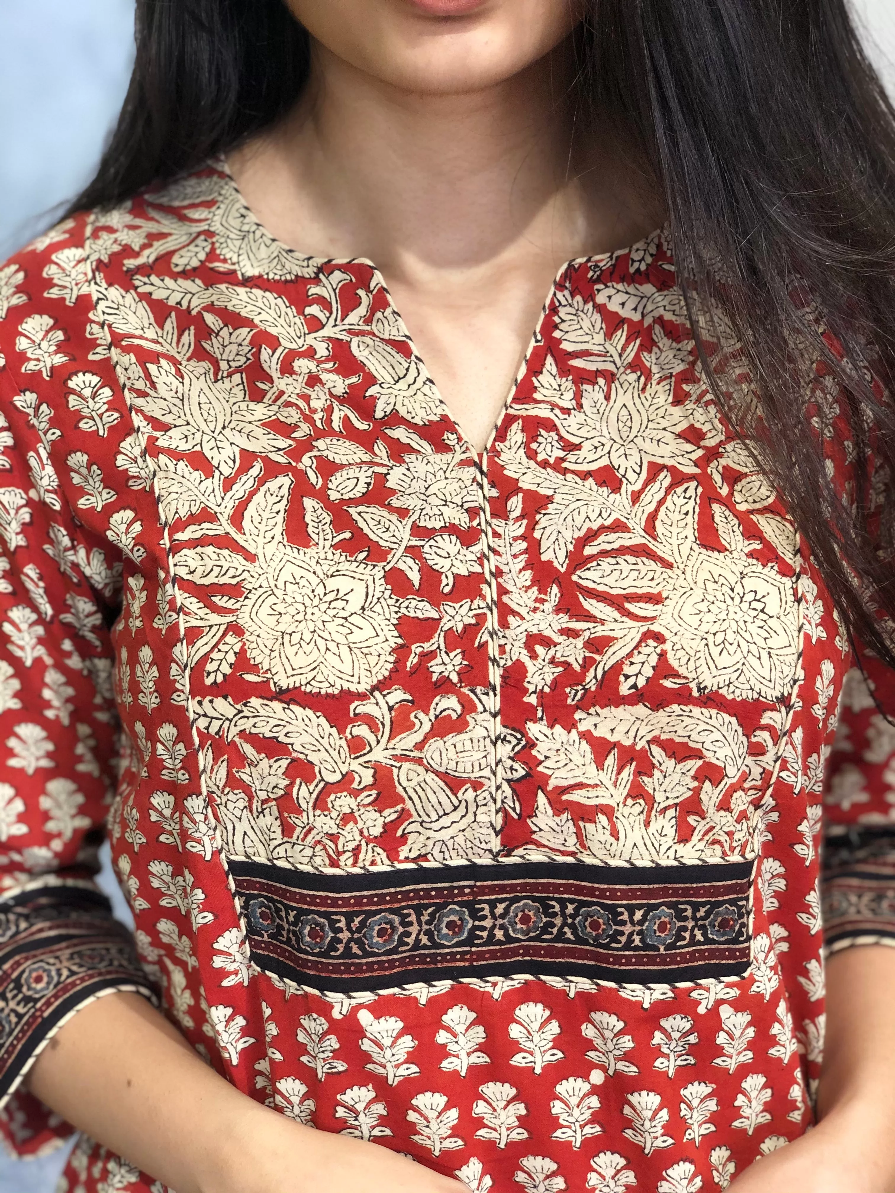 Afsa Bagru Patchwork Kurta