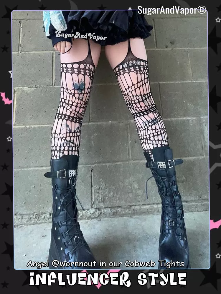 Alt Cobweb Fishnet Garter Stocking Tights