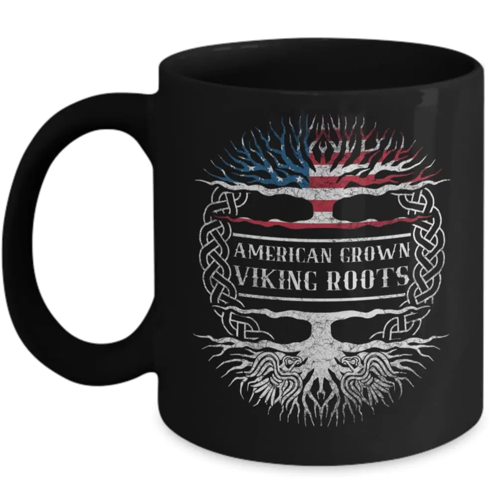 American Grown Viking Roots Black Mug