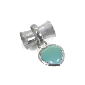 Aqua Chalcedony Heart Shape 925 Sterling Silver Handmade Pendant