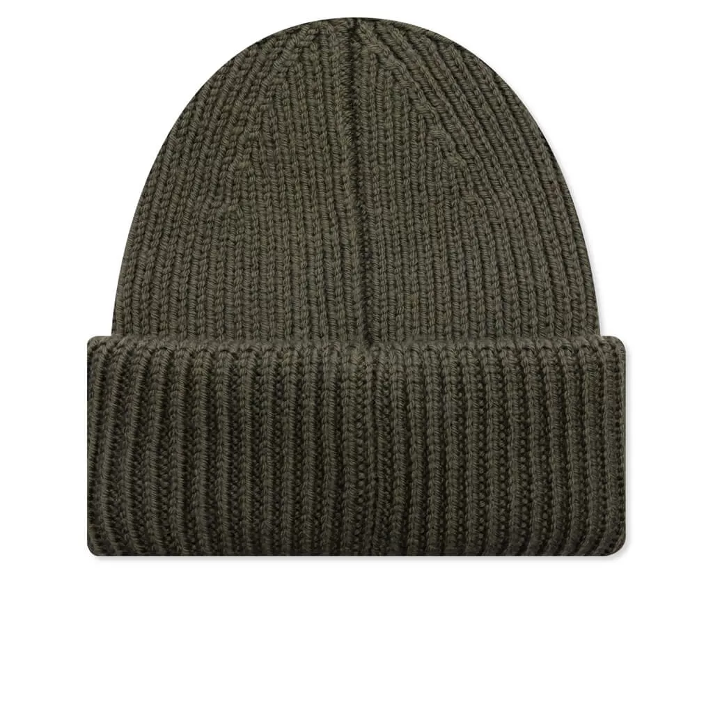 Arrow Ribbed Beanie - Army Green/Orange