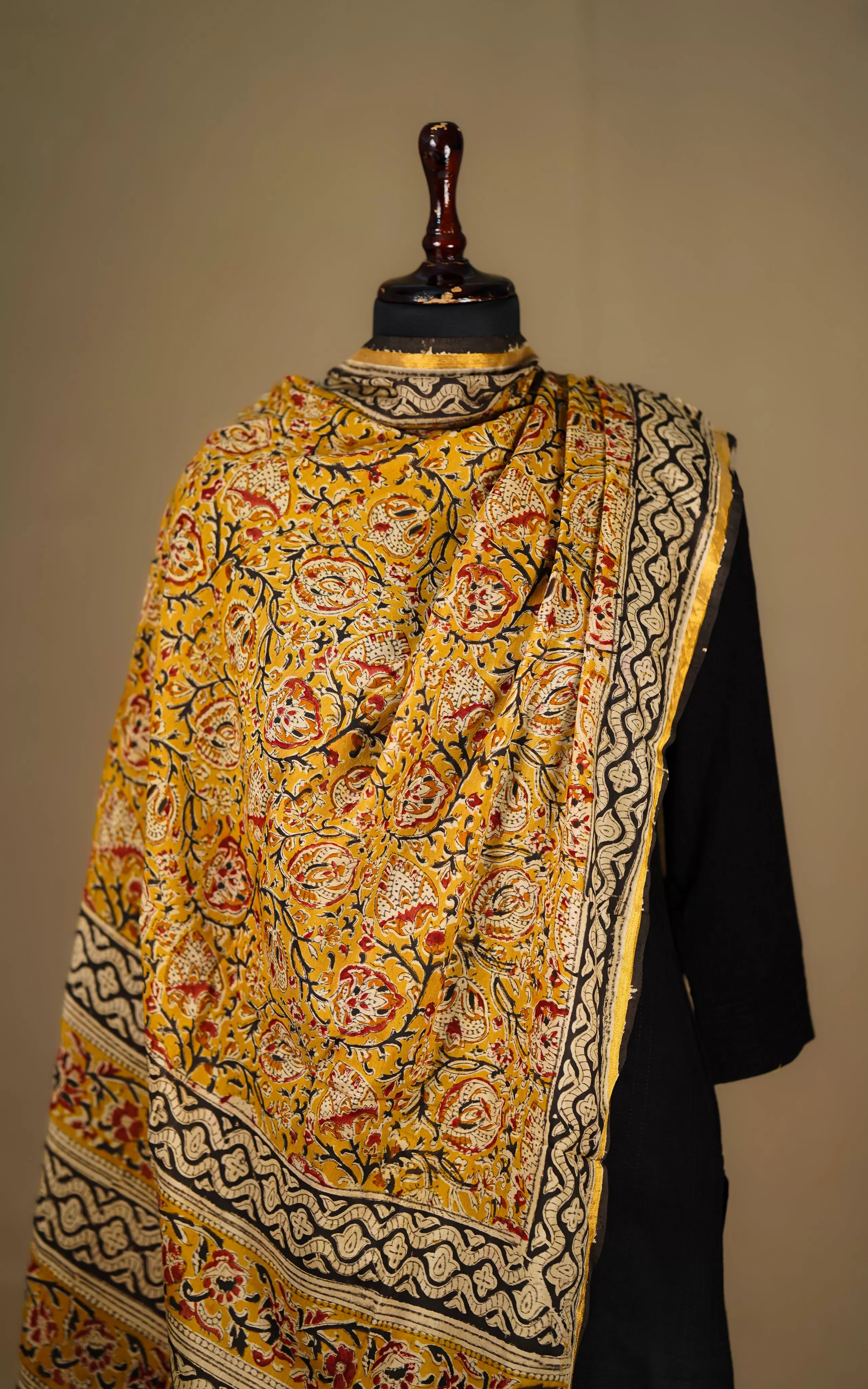 Art Silk Hand Blocked Kalamkari Dupatta 129IOS27