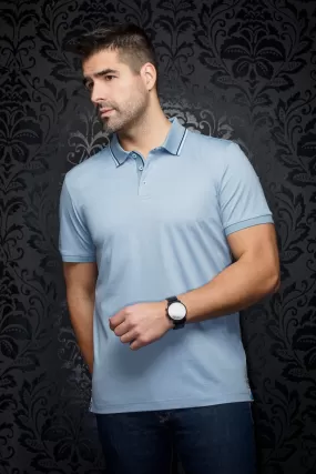 Au Noir Stretch Short-Sleeve Polos | Dellario Light Blue