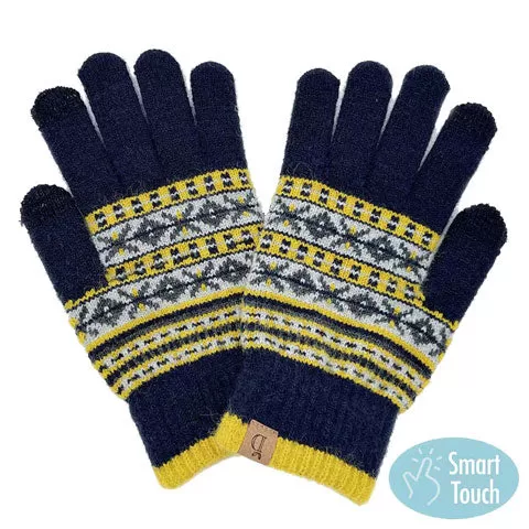 Aztec Patterned Knit Smart Gloves