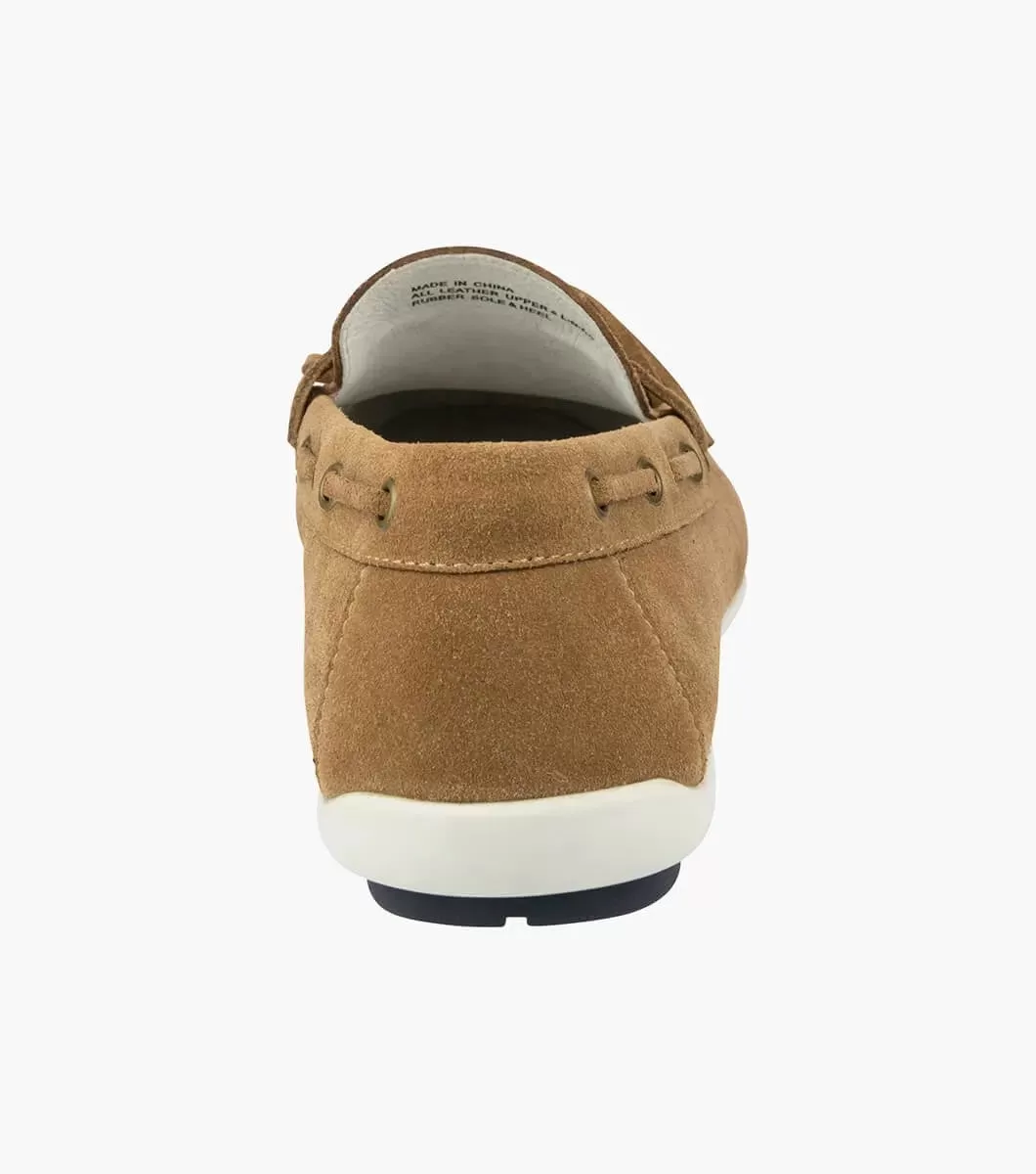 Bermuda Tie Moc Toe Boat Shoe - Tan Suede