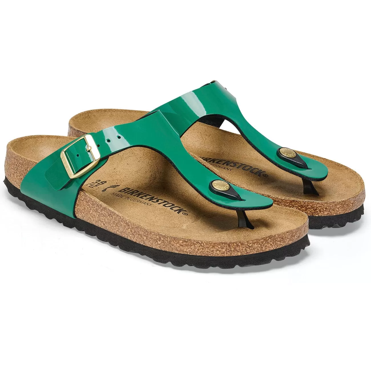 Birkenstock Gizeh Patent Digital Green Birko-Flor Regular Fit