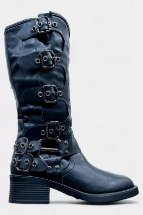 Black Mildred Buckle Boots