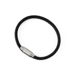 Black Plaited Leather Bracelet