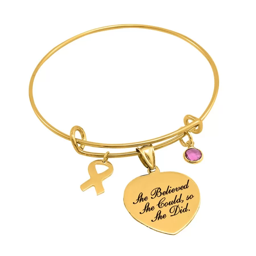 Breast Cancer Awareness Heart Bangle