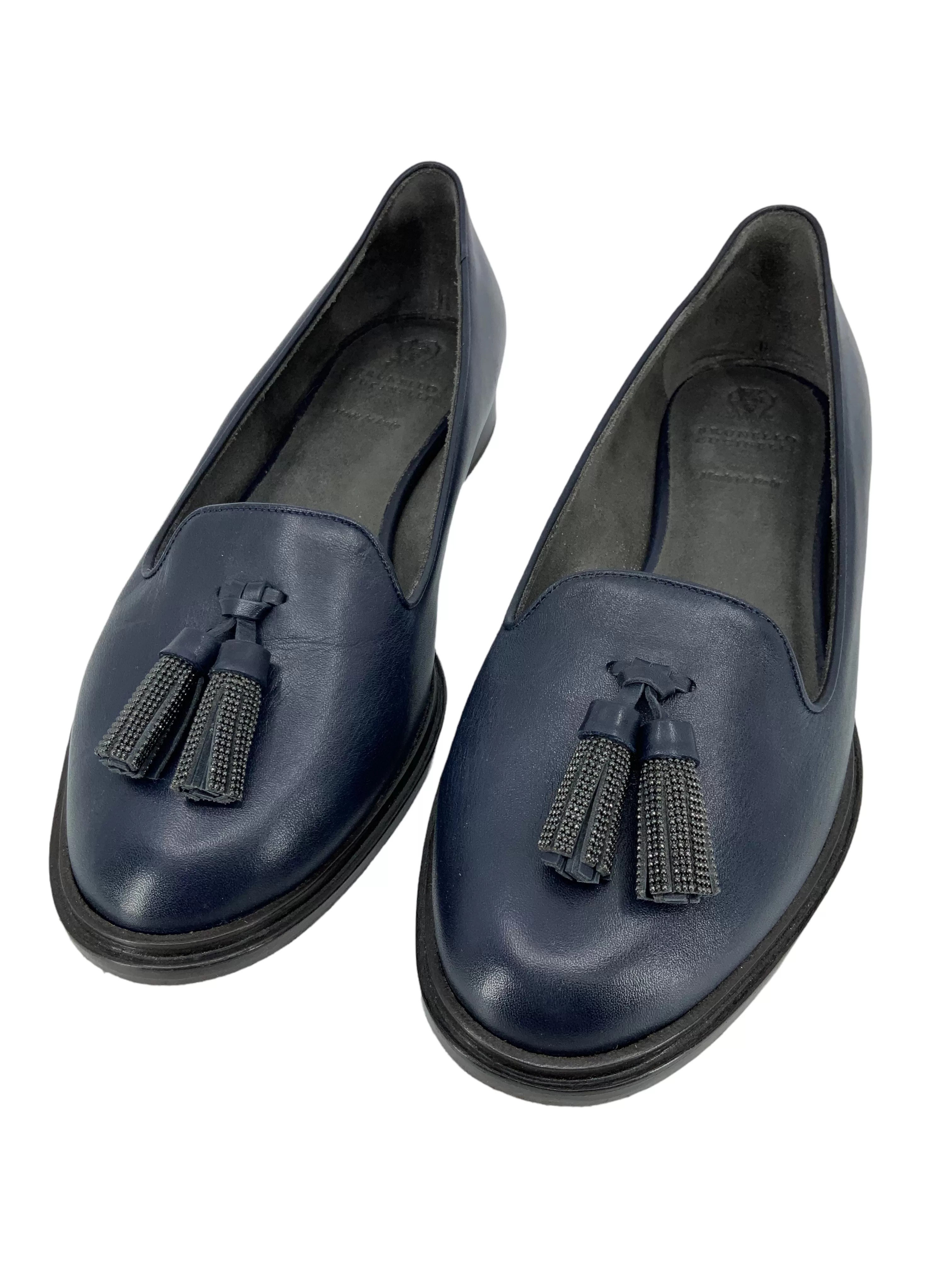 Brunello Cucinelli Leather Monili Tassel Loafers Size 8