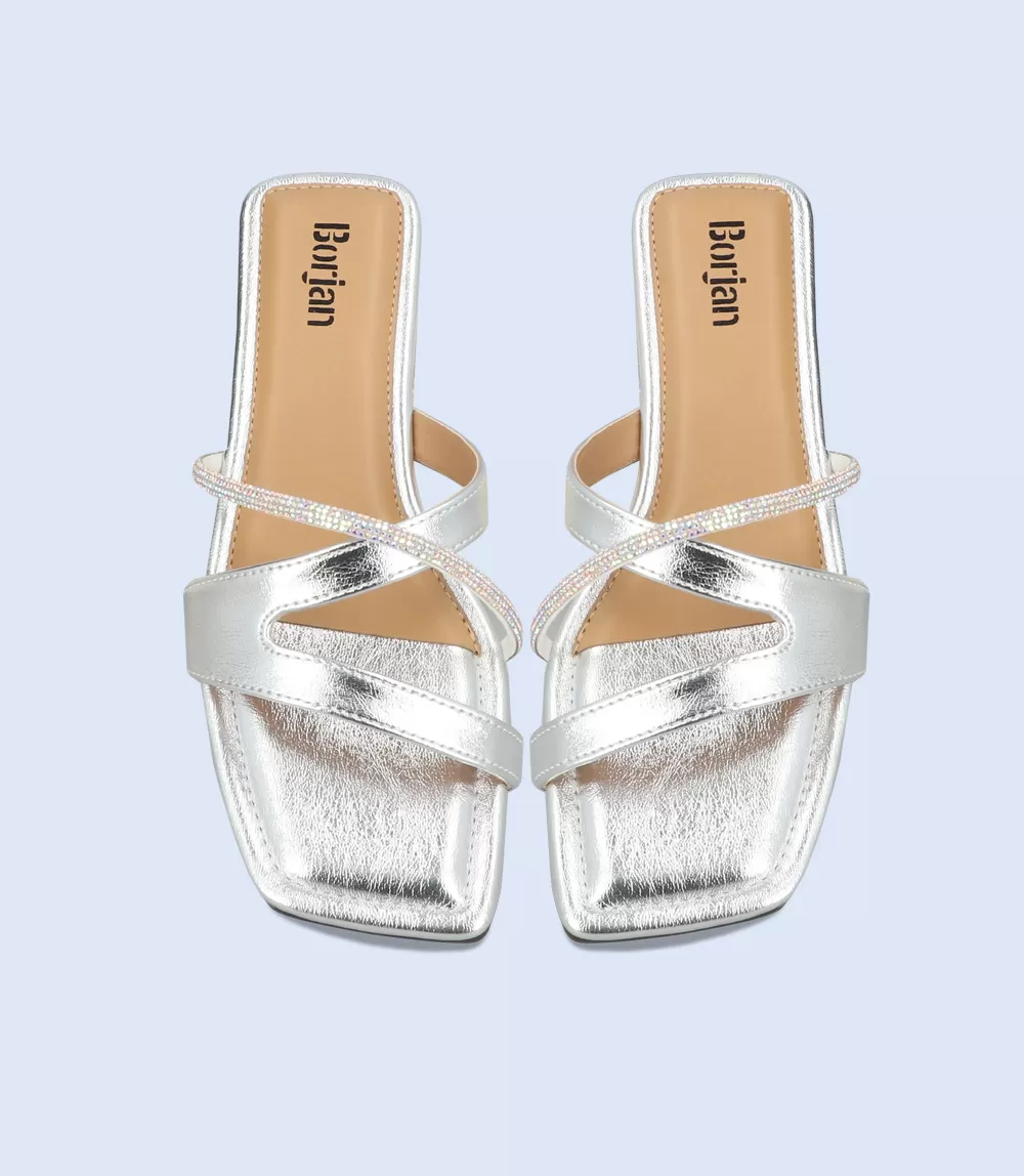 BW9299-SILVER-Women Casual Slippers