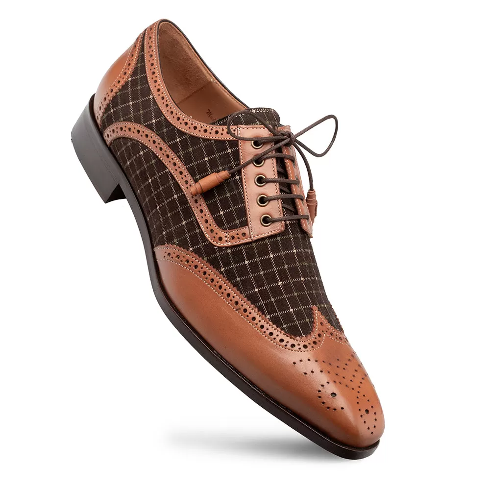 Calf/Printed Suede Wing Tip Derby