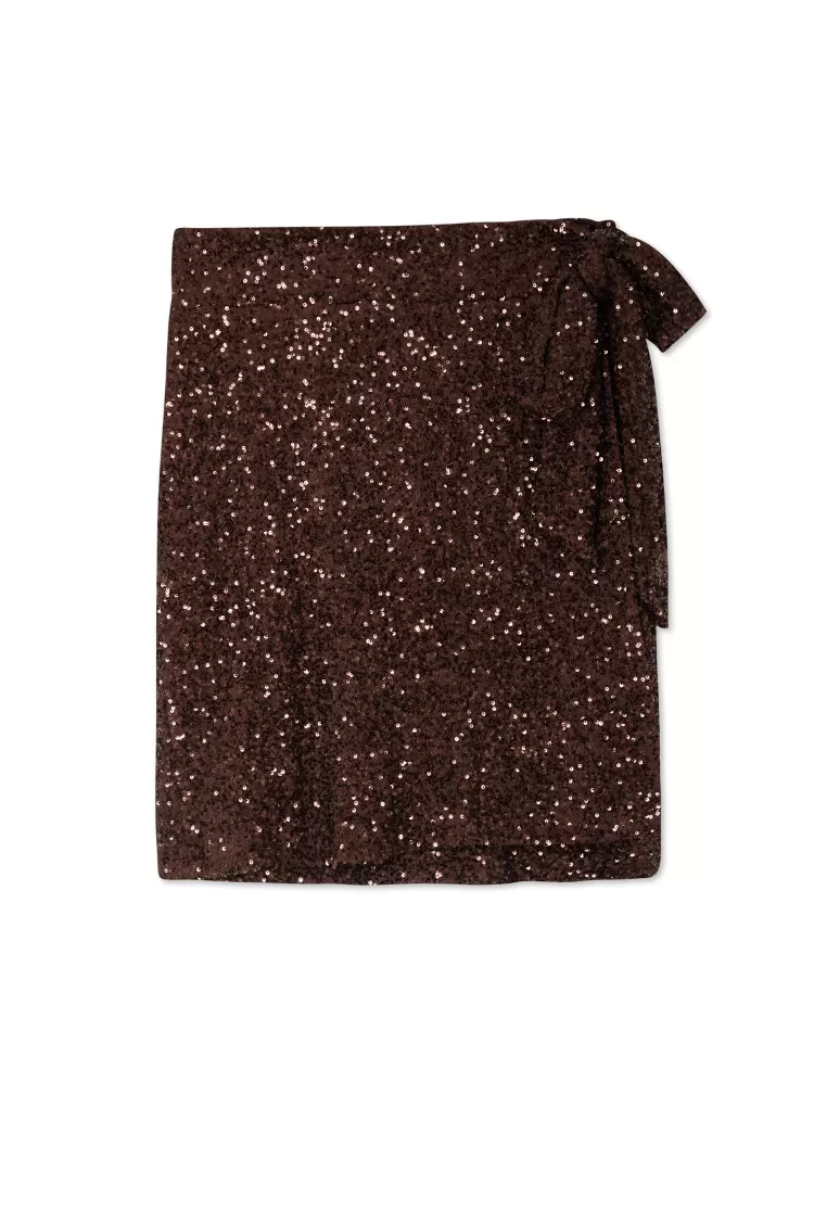 Chocolate Sequin Mini Jaspre Skirt Petite