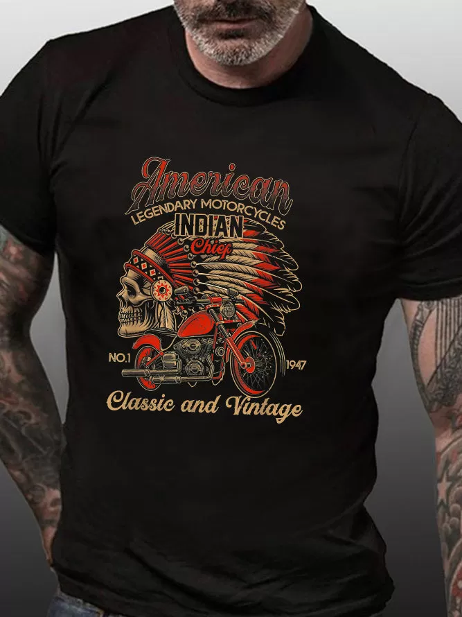 Classic And Vintage American Legendary Motorcycles Indian Chief for Old Biker T-Shirt