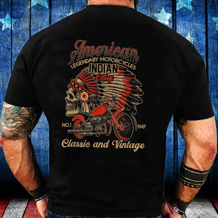 Classic And Vintage American Legendary Motorcycles Indian Chief for Old Biker T-Shirt