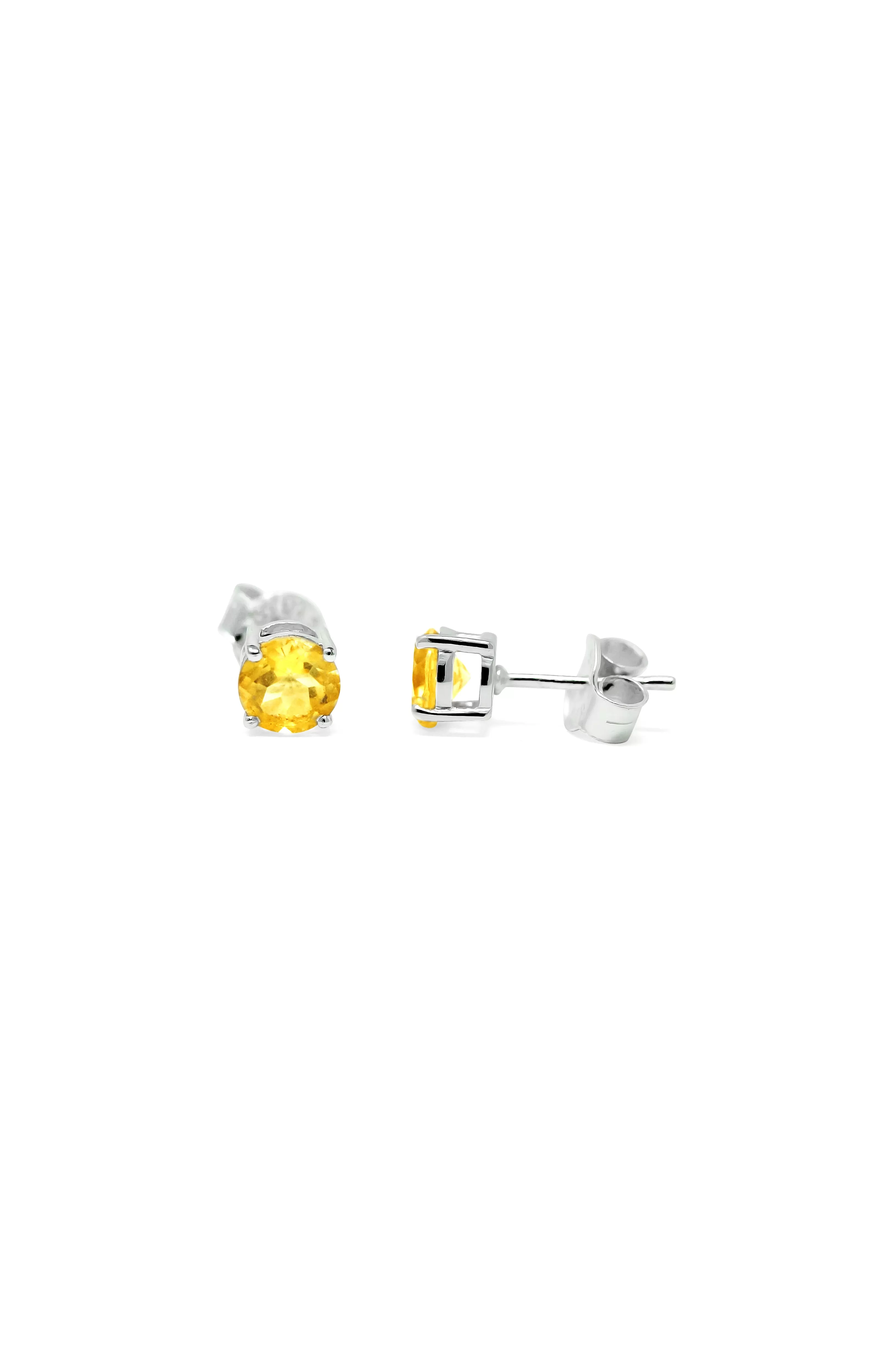 Classic Citrine Sterling Silver Stud Earrings