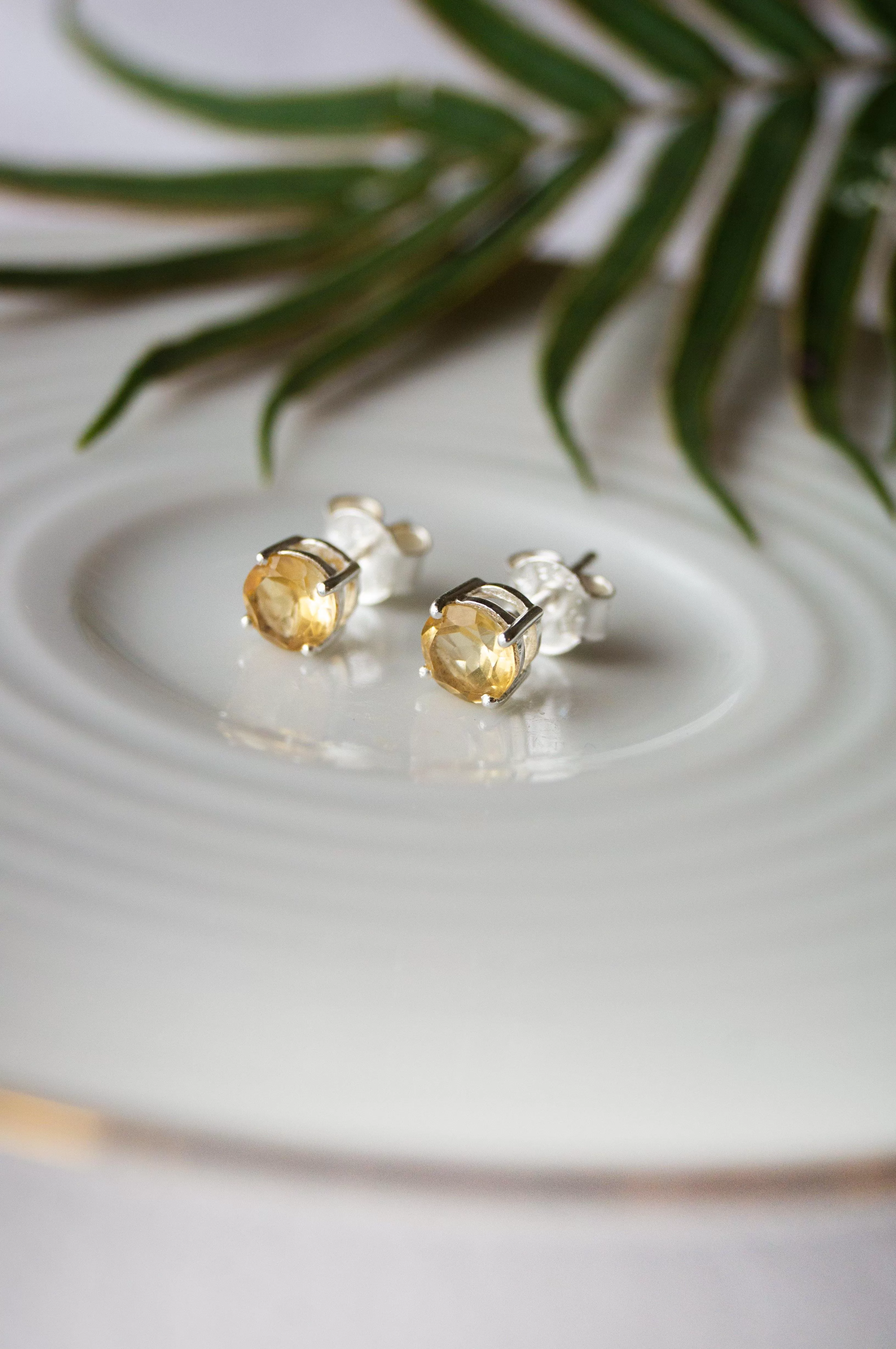 Classic Citrine Sterling Silver Stud Earrings