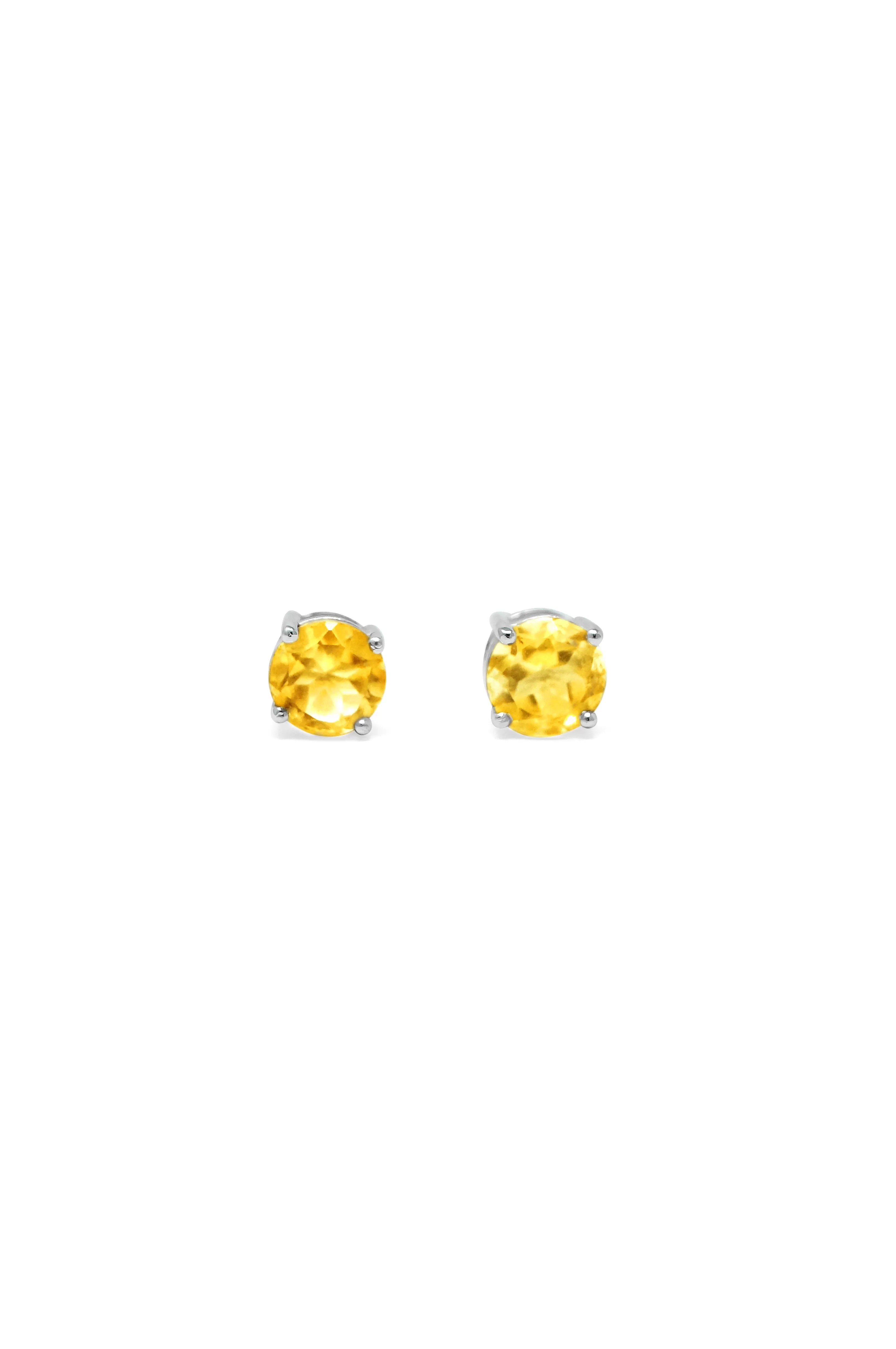 Classic Citrine Sterling Silver Stud Earrings