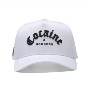 Cocaine & Hookers Golf Hat in White with Curved Brim