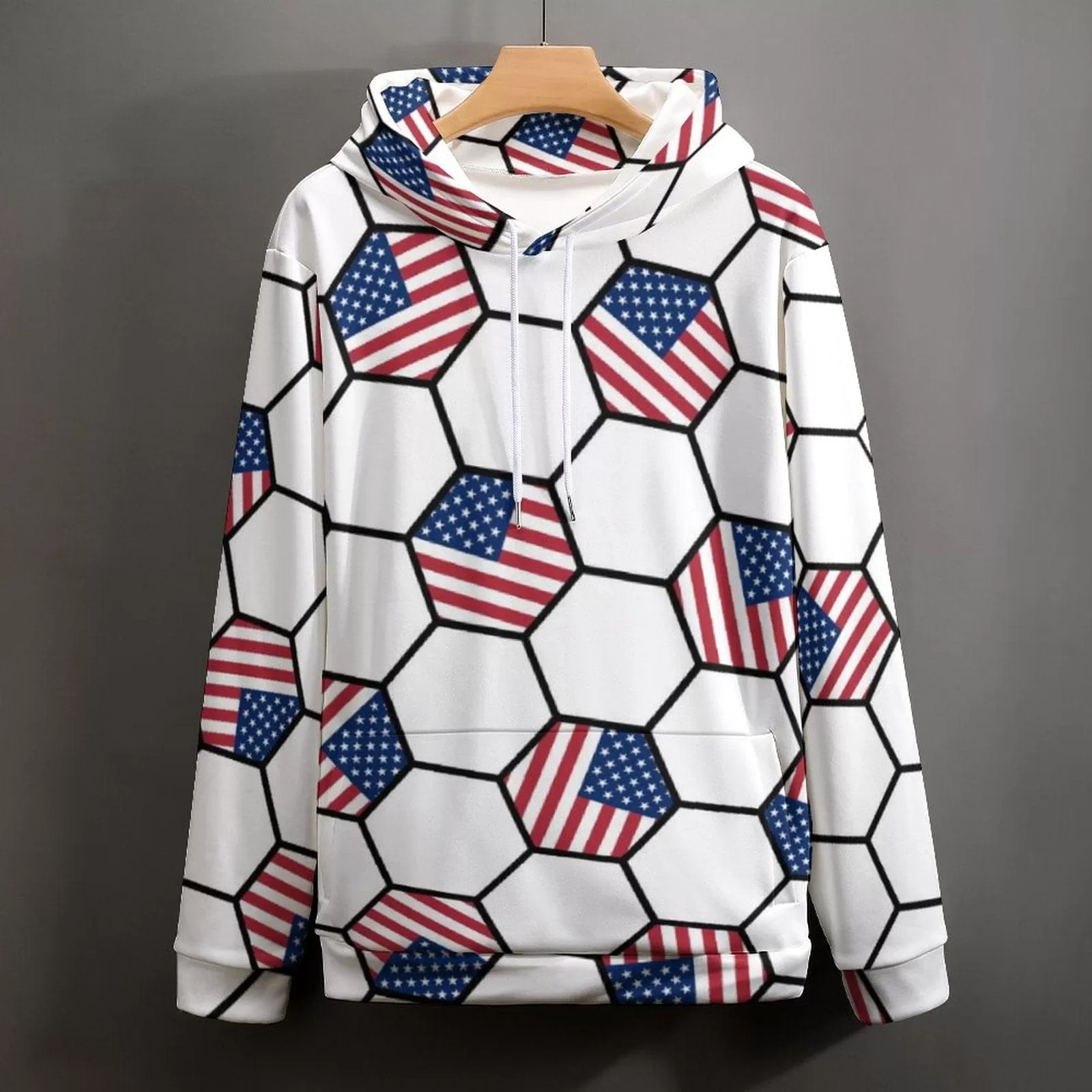 Custom Hoodie With National Flag Over Size Hooded Pullover Personalized Hexagon Pattern Loose Hoodie Top Outfits For World Cup 2022