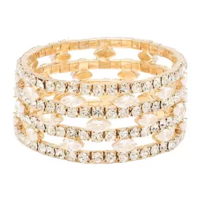 CZ Marquise Stone Accented Stretch Evening Bracelet