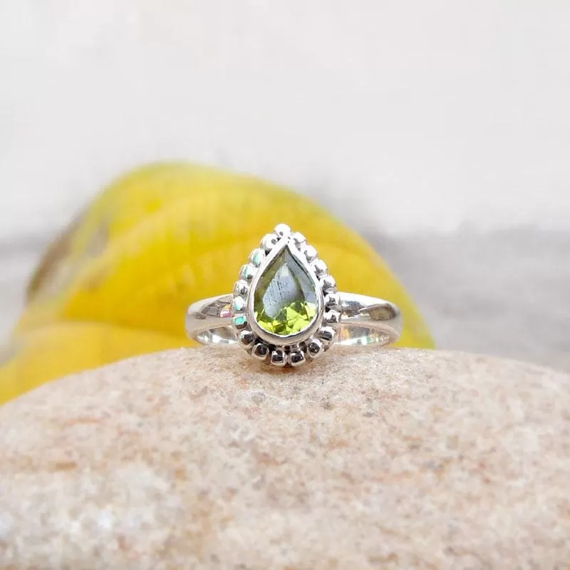 Dainty Peridot 925 Sterling Silver Ring,August Birthstone,Handmade Jewelry,Gift for Her