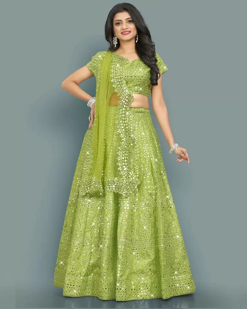 DESIGNER-PARROT-GREEN-MIRROR-LEHENGA-CHOLI