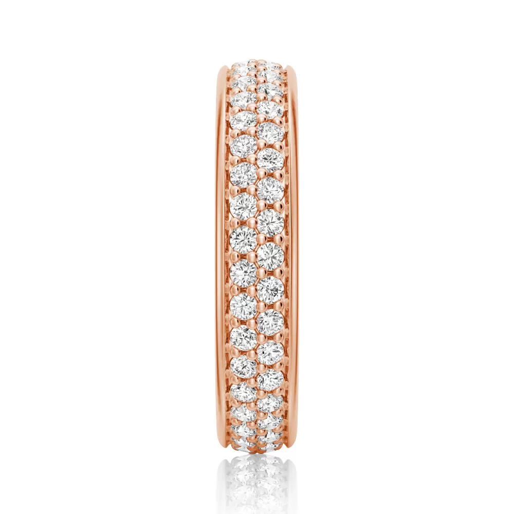 Double Row Pavé Moissanite Eternity Band