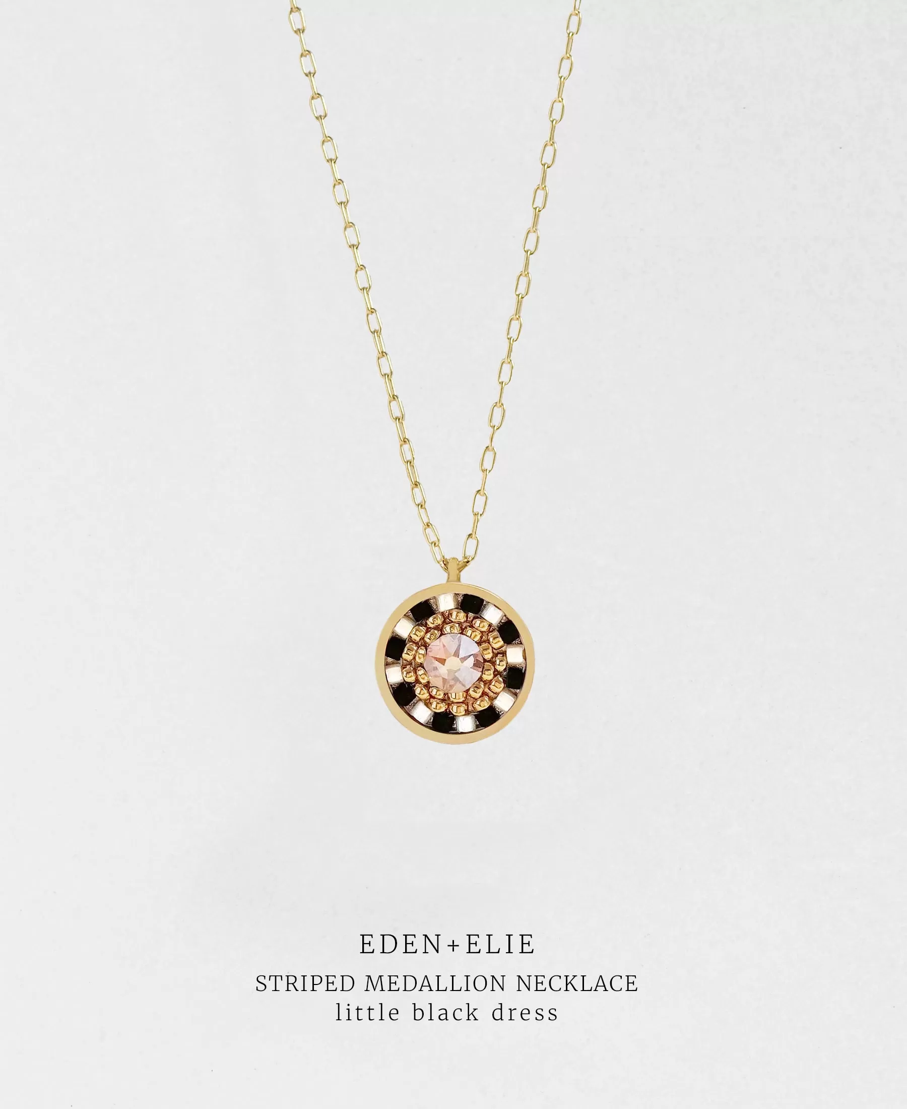 EDEN   ELIE Striped Medallion necklace - Little Black Dress