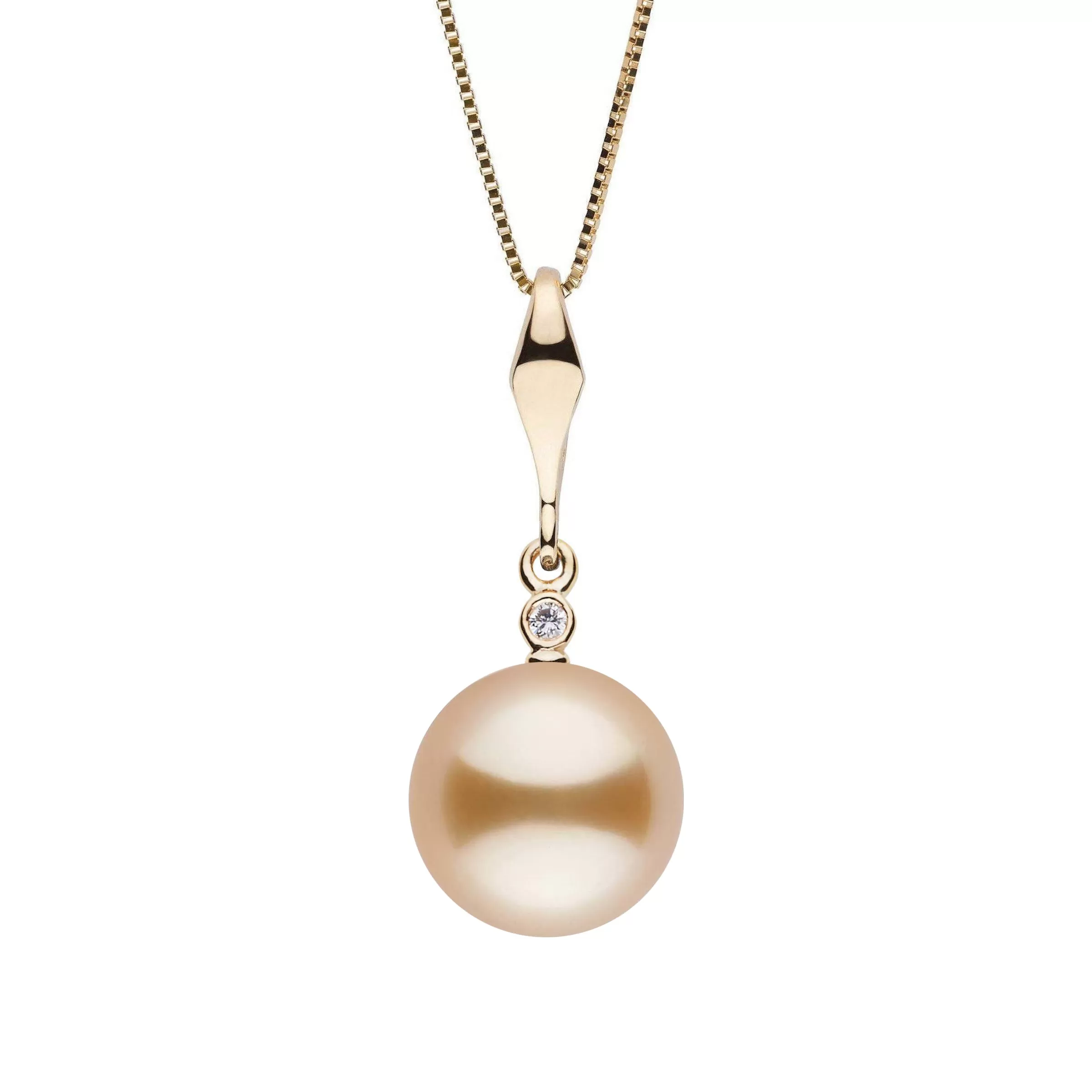 Essential Collection 10.0-11.0 mm Golden South Sea Pearl and Diamond Pendant