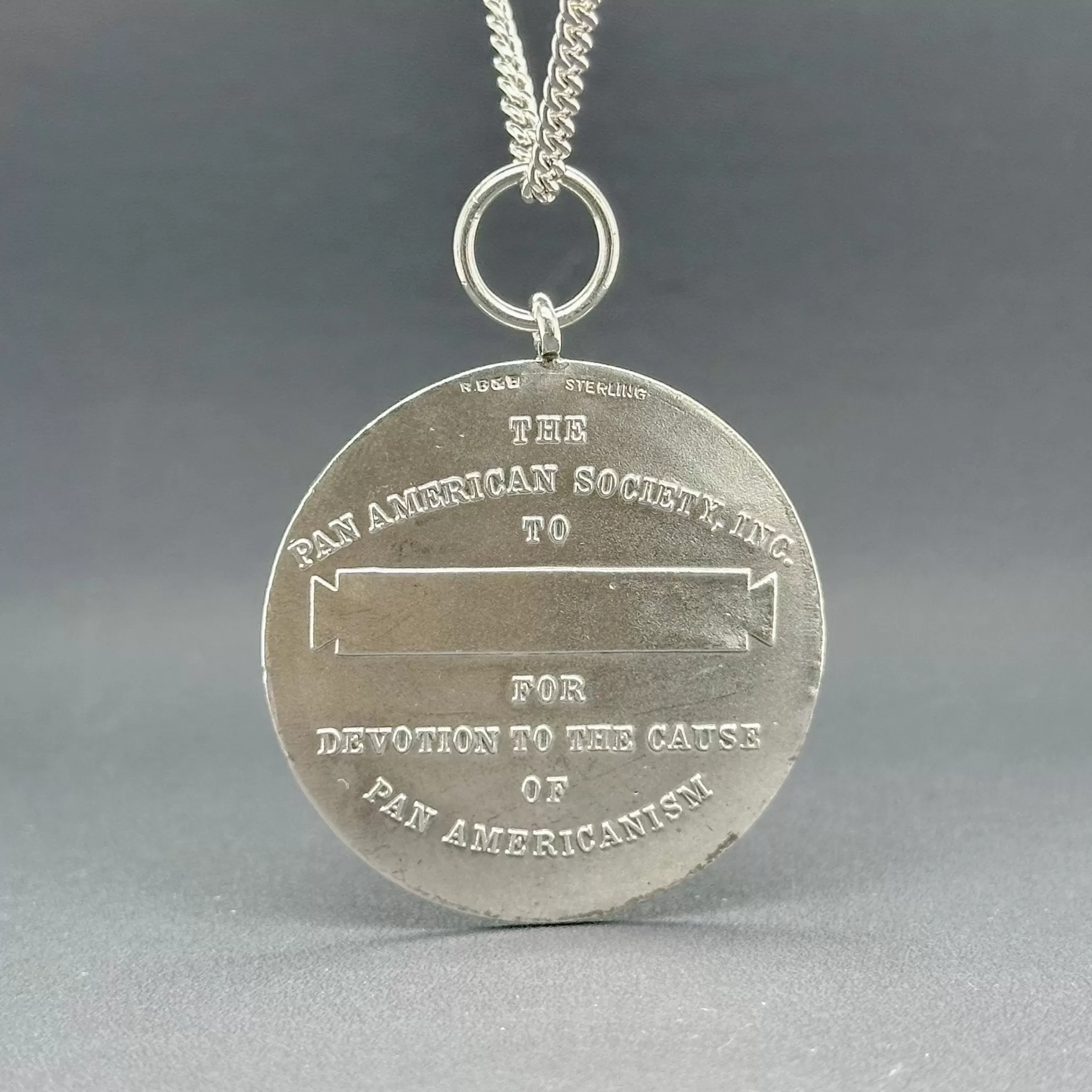 Estate SS Pan American Society Medallion Necklace