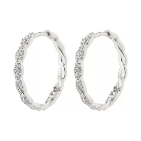 Ezo Twirled Medium Silver Plated Crystal Hoops