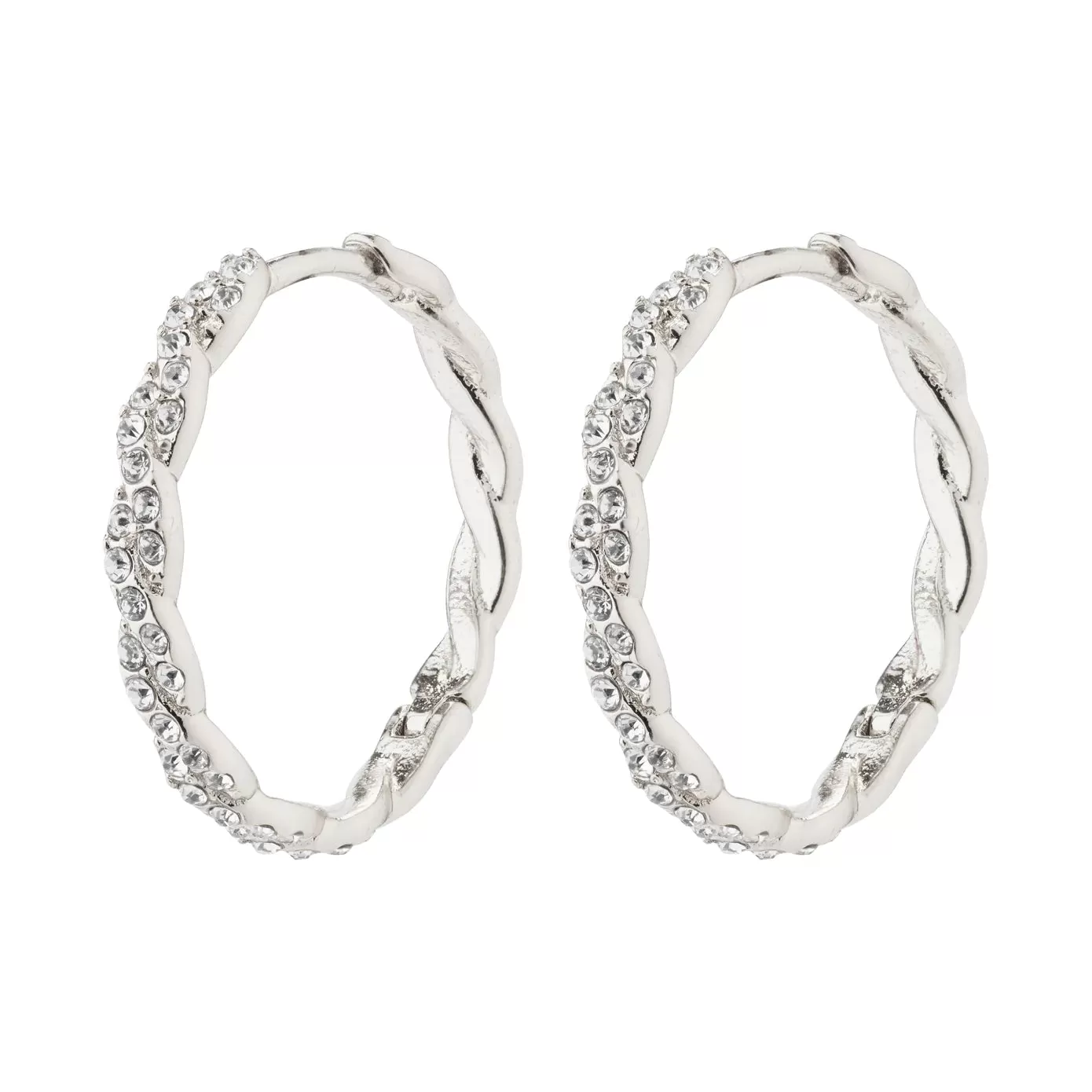 Ezo Twirled Medium Silver Plated Crystal Hoops