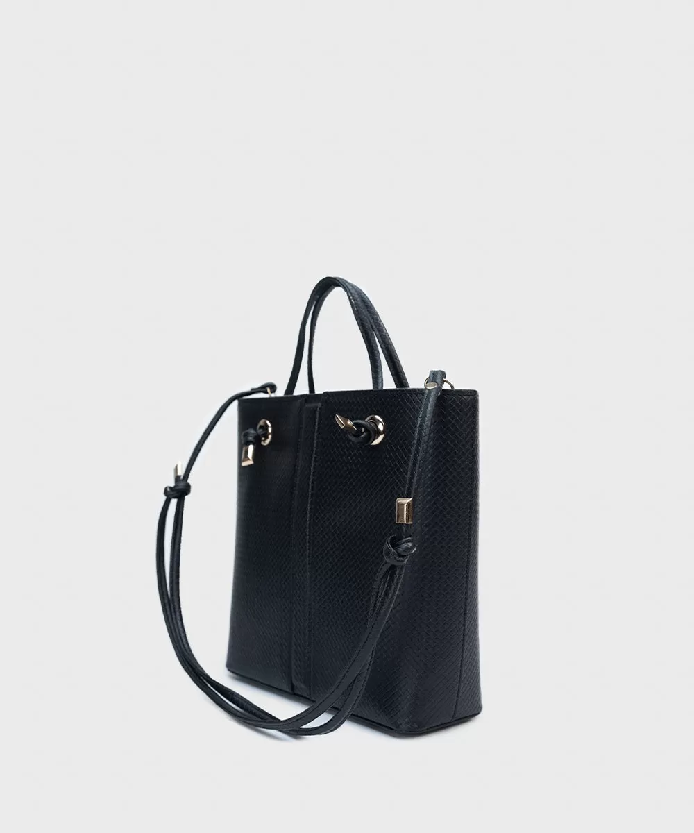 Faux Leather Top Handle Bag