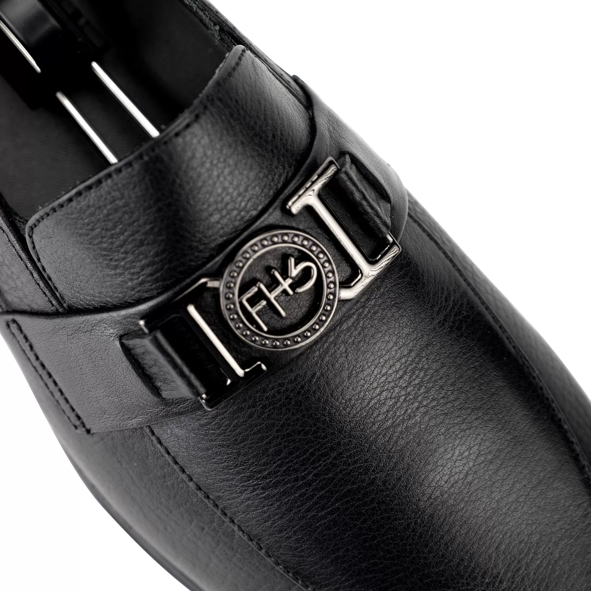 FHS Gun Metal Buckled Loafers-Black