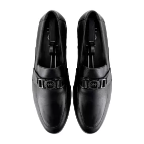 FHS Gun Metal Buckled Loafers-Black