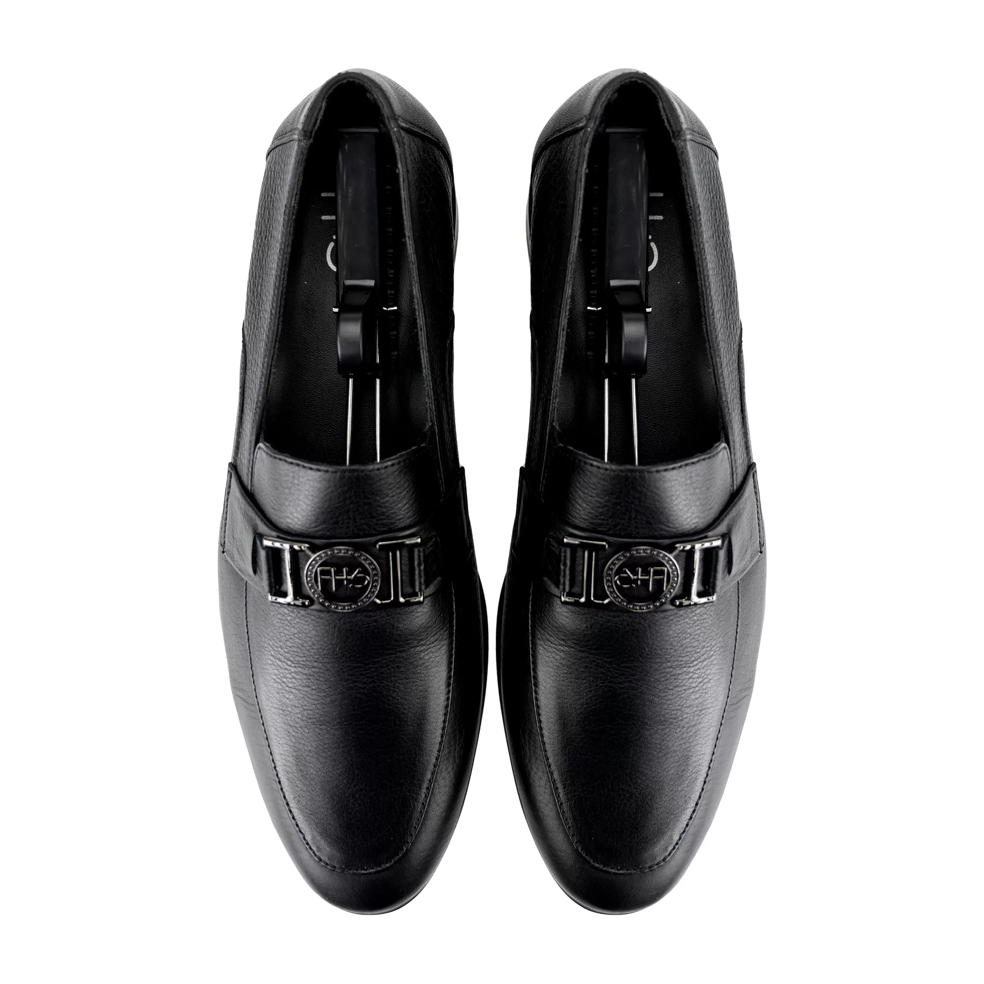 FHS Gun Metal Buckled Loafers-Black